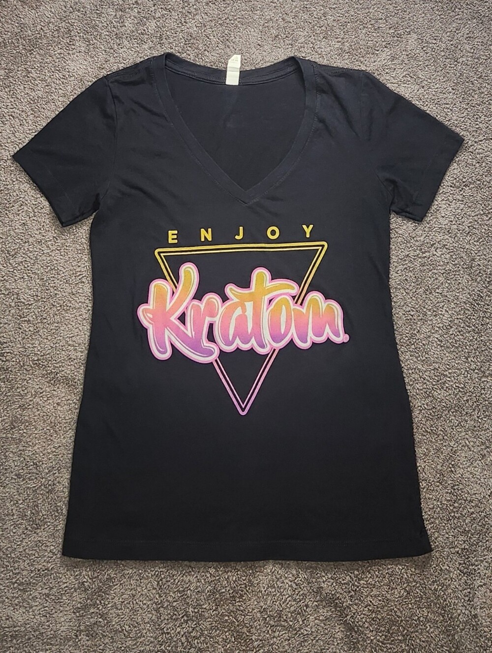 Black V-Neck Graphic T-Shirt